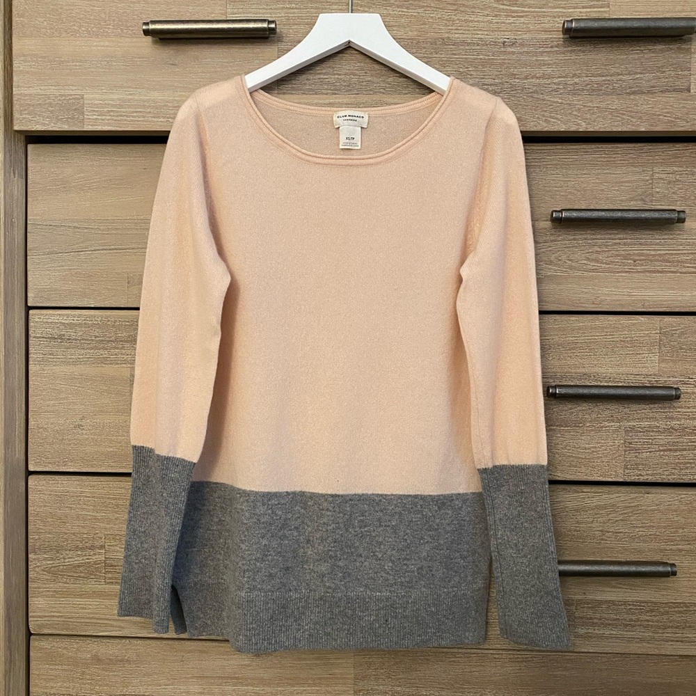 Club Monaco 100% cashmere colorblock sweater